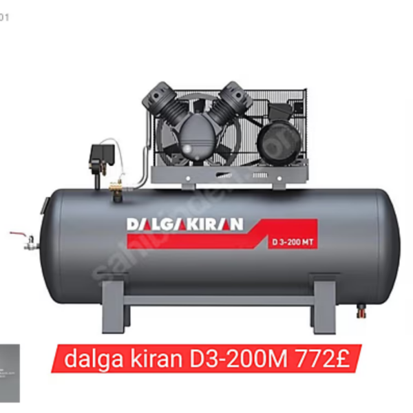 Dalgakıran D3200M 3Hp 2.2kW 220V 450x1445mm 127kg 8bar 2 Kafalı Kompresör